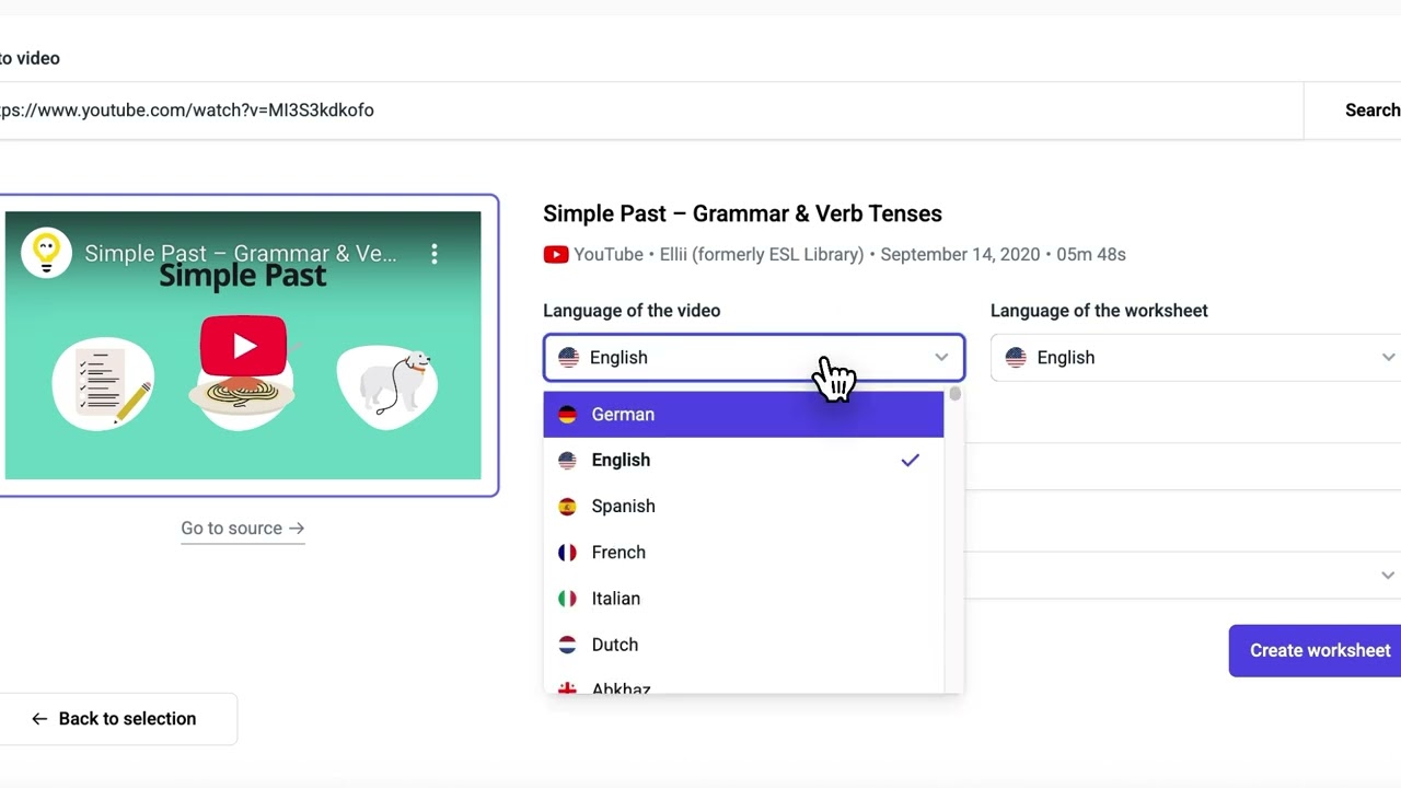 ⁣Create a worksheet from a YouTube video using to-teach.ai