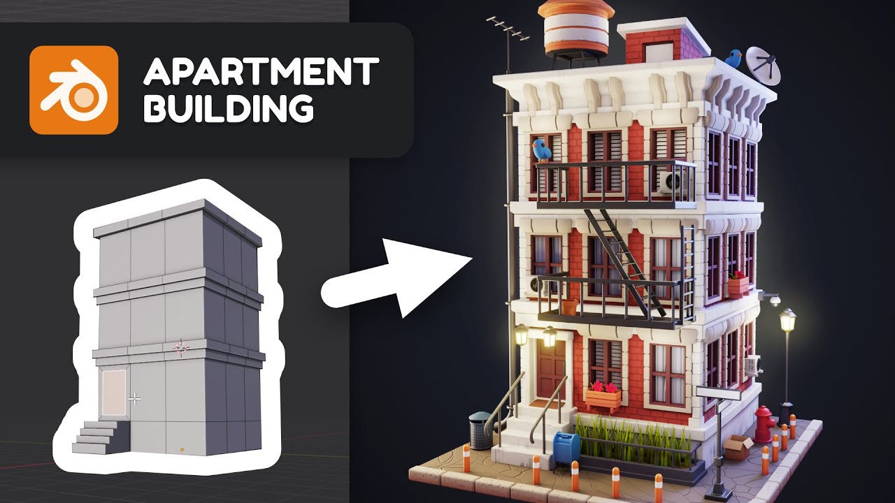Apartment Building in Blender 2.91 - 3D Modeling Timelapse