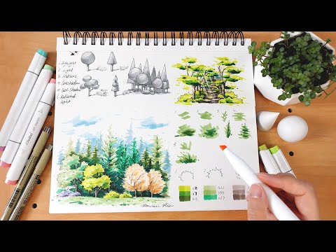 How to Draw Trees with Markers | Tutorial 1 - YouTube