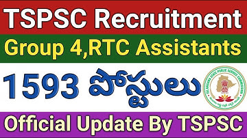 TSPSC 1593 Group 4,RTC Junior Assistants Recruitment Examination Official Update | Job search