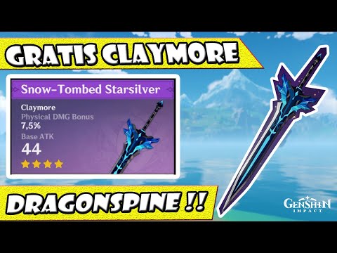 Lokasi Claymore Gratis ! Snow Tombed Starsilver di Dragonspine - Genshin Impact Indonesia