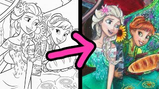 Transforming a Disney FROZEN Coloring Book into ART