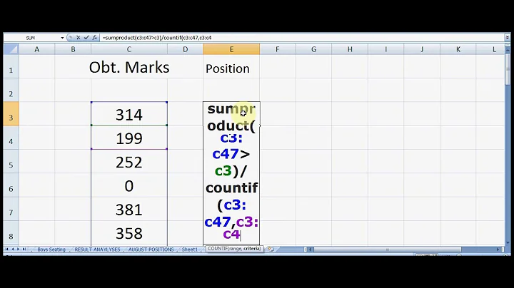 Formula to calculate 1st, 2nd and 3rd postion in MS Excel