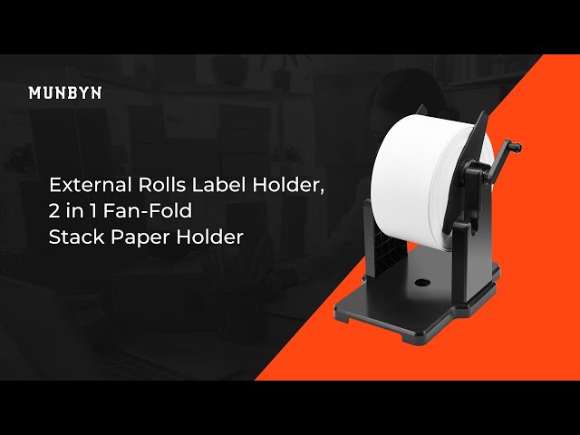  MUNBYN External Rolls Label Holder, 2 in 1 Fan-Fold Stack  Paper Holder for Desktop Thermal Label Printer : Office Products