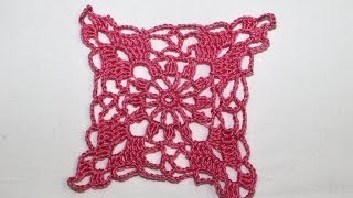Вязание крючком. Crochet.Квадратный цветочный мотив 1. Часть 1 (мотив) Вязание крючком. Crochet.Квадратный цветочный мотив 1. Часть 1 (мотив)