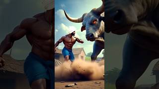Angry Bull Attack in Village 😱 | Farmer’s Brave Reaction!#shorts #bull #animation