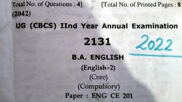 HPU🌏B.A,B.Com-2nd year📖Compulsory English🥰2022 Question paper📝Most Imp. Question📖Code (ENGCE -201)