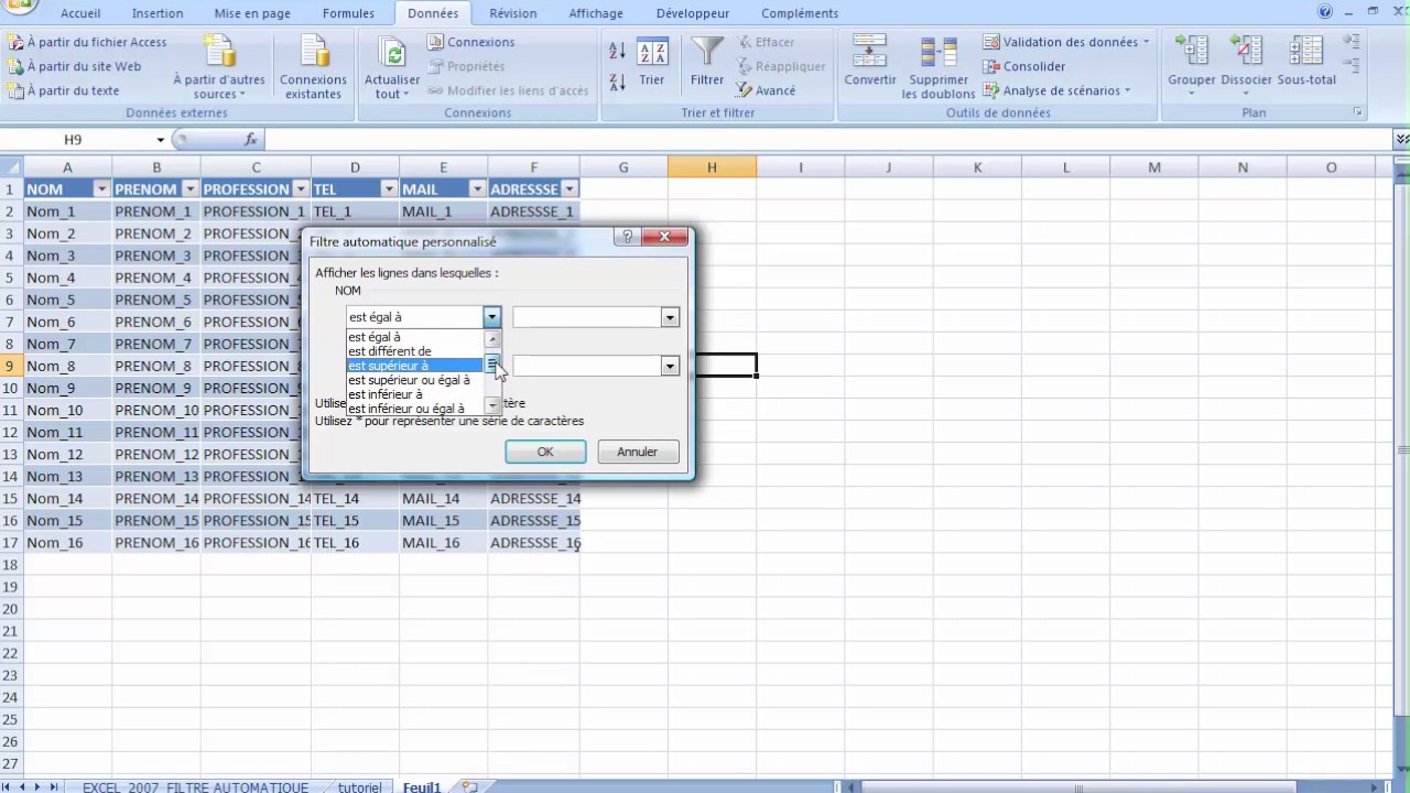 Comment faire un filtre automatique sur Excel 2010 en moins de 6 min. -  YouTube
