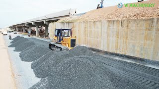 Wonderful Process Of Bulldozer Komatsu Pushing Gravel Installing Roads Techniques Operator Skills