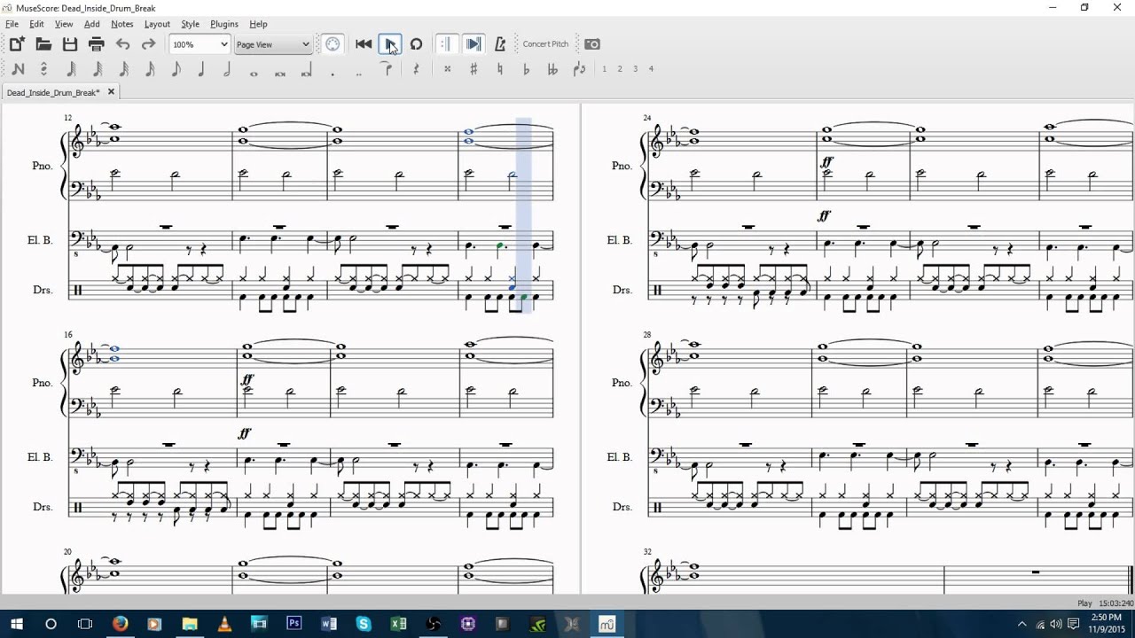 partition batterie musescore