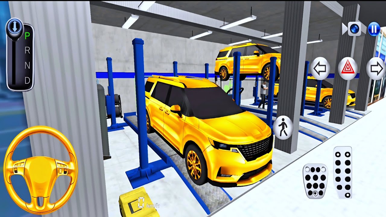 New Golden Kia Carnival Stock in Auto Repair Shop - 3D Driving Class 2026 - 3D Car game android
