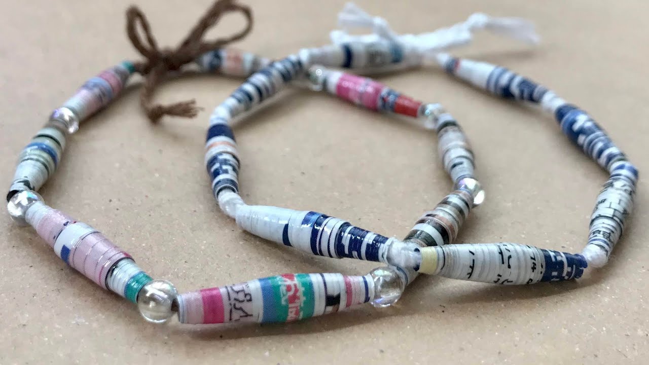 50 家にあるものだけで ペーパービーズのミサンガの作り方 Paper Beads Micangas 串珠 Youtube