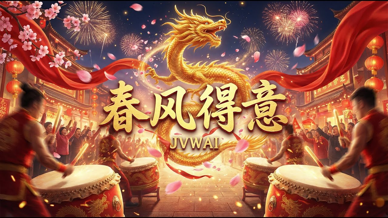 2026新年歌 | JVWAI - 春风得意 [Official Music Lyrics Video] 🔥 越听越旺！130 BPM 全程高能贺岁主打 (High Energy Anthem) 🧧