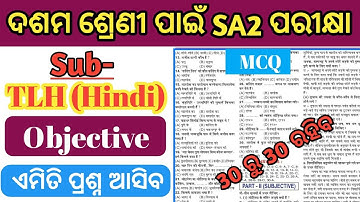 Class 10 Summative Assessment 2 II TLH (Hindi) SA 2 Objective questions answers discussion