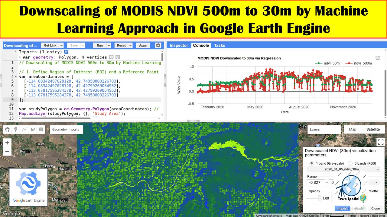 Downscaling of MODIS NDVI 500m to 30m by Machine Learning Approach in Google Earth Engine