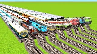 8 TRAINS VS SOME SMALL SPEED BUMPS & SOME BIG SPEED BREAKERS RAILWAY TRACKS|Train Simulator|