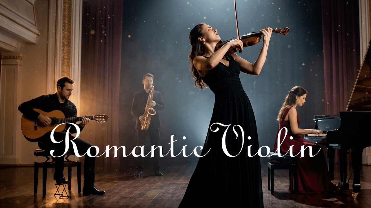 Saxophone, Violin & Piano – Elegant Romantic Instrumental Inside A Classical Theater Stage