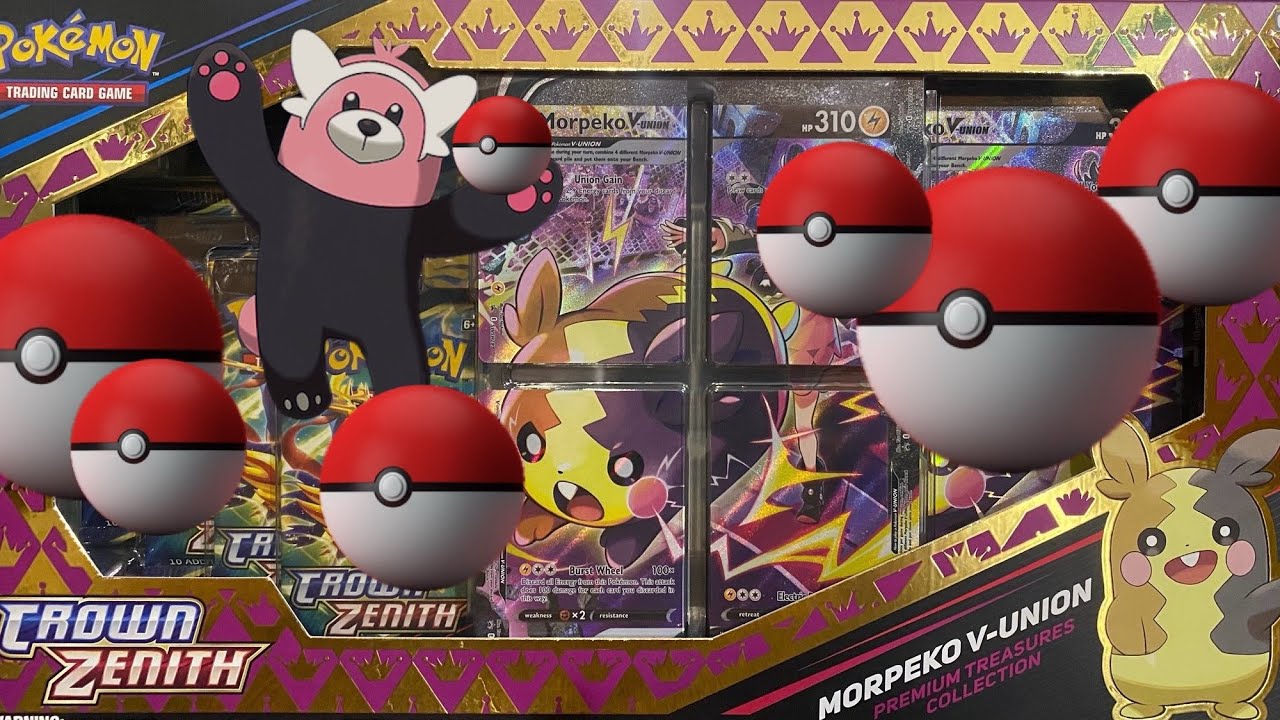Unboxing Morpeko V-Union Premium Treasures box, Crown Zenith booster packs Awesome pulls! 