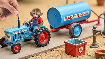 Monkey Nana drives a tractor : Journey through road obstacles - NANA MONKEY LIFE