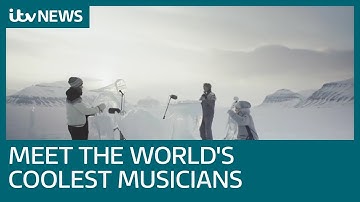 Musicians play instruments made of ice to highlight climate change | ITV News