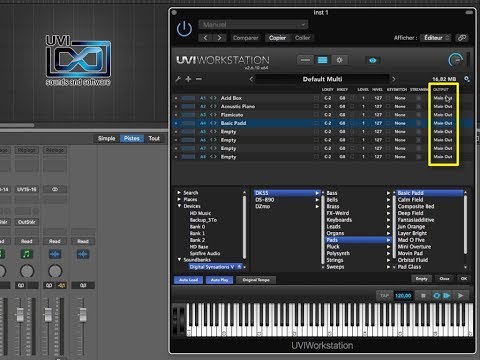 Gérer les sorties multiples de l'UVI Workstation dans Logic Pro X