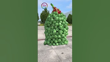 Create humanoid vegetable and fruit characters stand up, walk and collide...