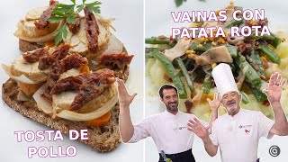 TOSTA de POLLO y VAINAS con patata rota // Joseba y Karlos Arguiñano