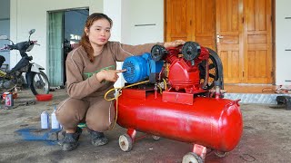 Repairs and Restores Complete Air Compressor PUMP Machine - Mechanical Girl / Nho