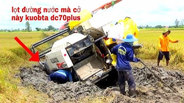 amazng QUAY CẢNH MÁY CẮT LÚA KUBOTA DC70 SỤP ĐƯỜNG MƯƠNG NGẬP LÚC CÁN LUÔN new video