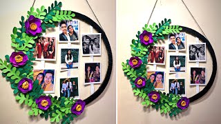 Photo wall hanging diy | photocollage ideas| hula hoop photo frame  | round photo hanging |diy frame screenshot 1