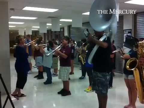 The #Pottsgrove Middle School Marching Band plays for the school board at Tuesday night's meeting. @