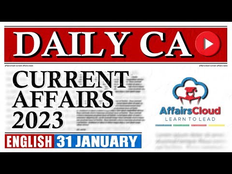 Current Affairs 31 January 2023 | English | By Vikas | Affairscloud For All Exams