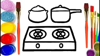 تعليم الرسم للاطفال | كيفية رسم ادوات المطبخ للاطفال