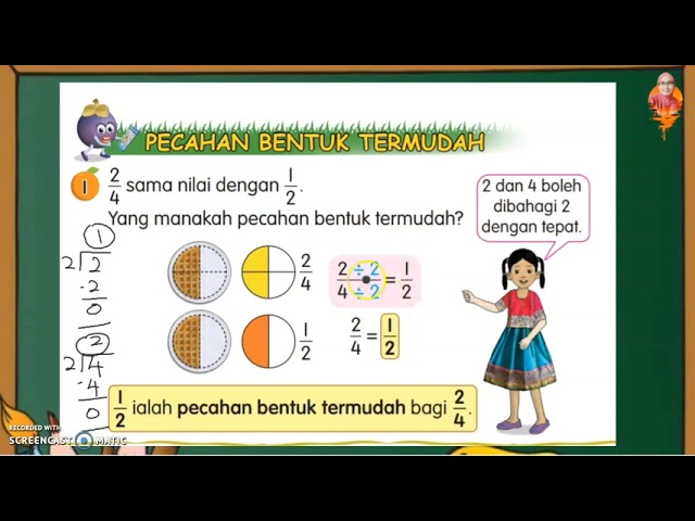 MATEMATIK TAHUN 3 | PECAHAN BENTUK TERMUDAH | PERMUDAHKAN PECAHAN | PECAHAN TERMUDAH class=