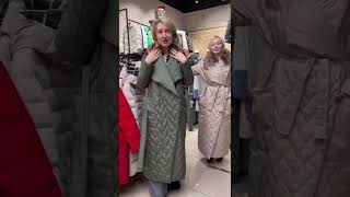 Удлинённое двустороннее женское пальто на запах с отделкой из меха лисы #пальто #верхняяодежда
