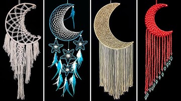 8 Best how to make Macrame Moon Dreamcatcher # Macrame how to tie easy knot & easy weaving patterns