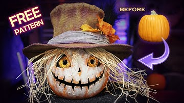 How to Carve a Foam Pumpkin Tutorial Scarecrow - EVA Foam Clay - Monster Eyes DIY Burlap Hat