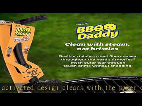 Scrub Daddy BBQ Daddy Grill Brush - Bristle Free Steam Cleaning Scrubber  with ArmorTec Steel Mesh - Replaceable Head Cleaning Brush + Scraper for