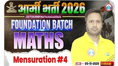 Army GD Math Class 2026 Mensuration #4 Foundation Batch Maths By Rakesh Sir #army #rwapremium