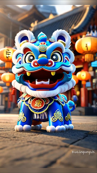 Kucing jadi barongsai biru 😺🤯#imlek #barongsai #liondance #kartun