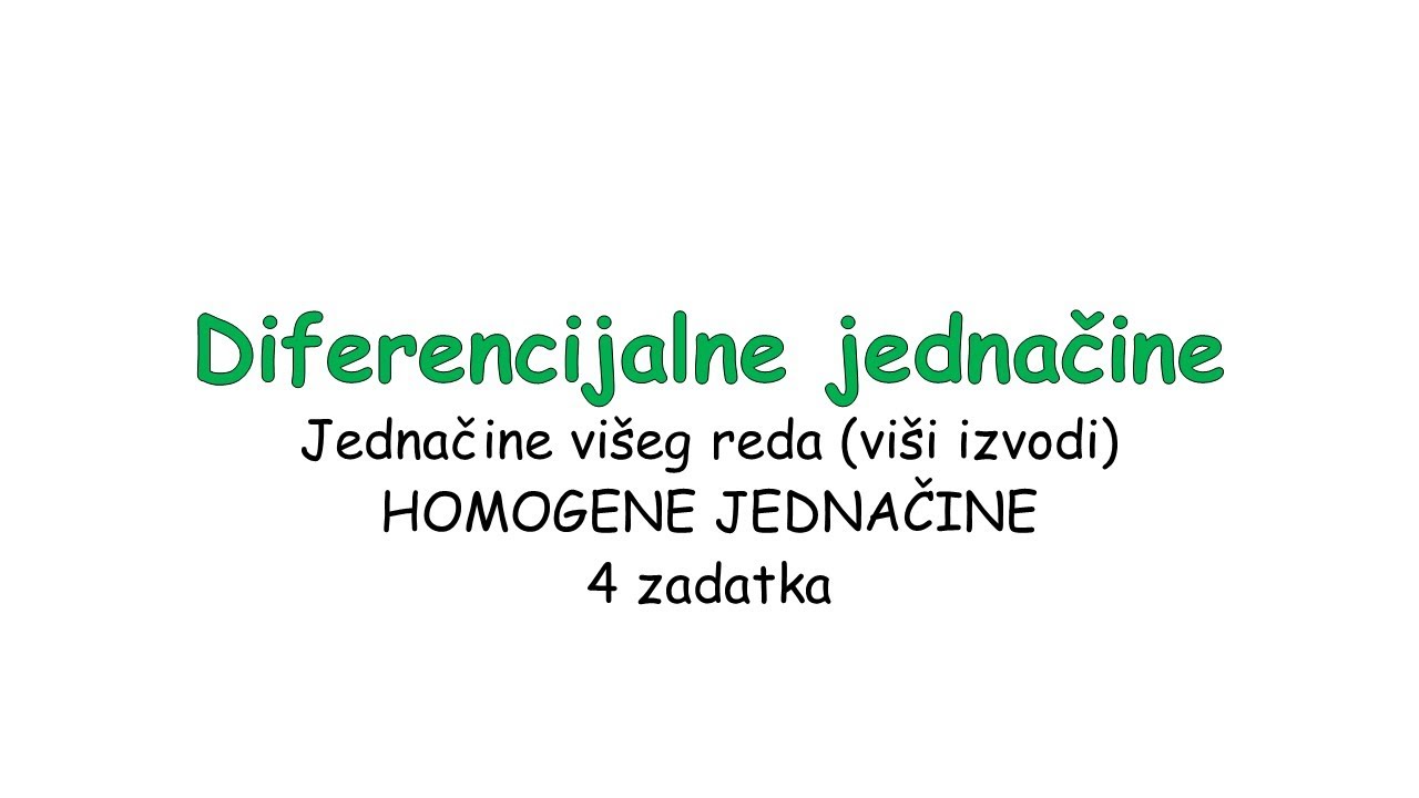 Diferencijalne jednačine - Homogene diferencijalne jednačine višeg reda1 | Enginist Show Ep. 72