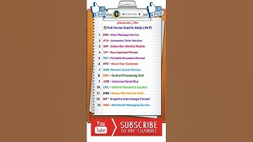 Full Forms Used In Daily Life📚 // SMS📚// MMS 📚// ATM📚// PDF 📚// FULL FORM 📚// GK 📚// GK in hindi 📚❤️