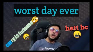 Worst Day Ever |Carry is furious |Carryminati is angry in #pubgmobile