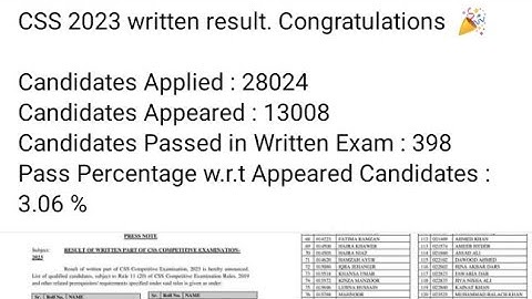 CSS 2023 written result. #css #css2023 #2023 #spsc #exam