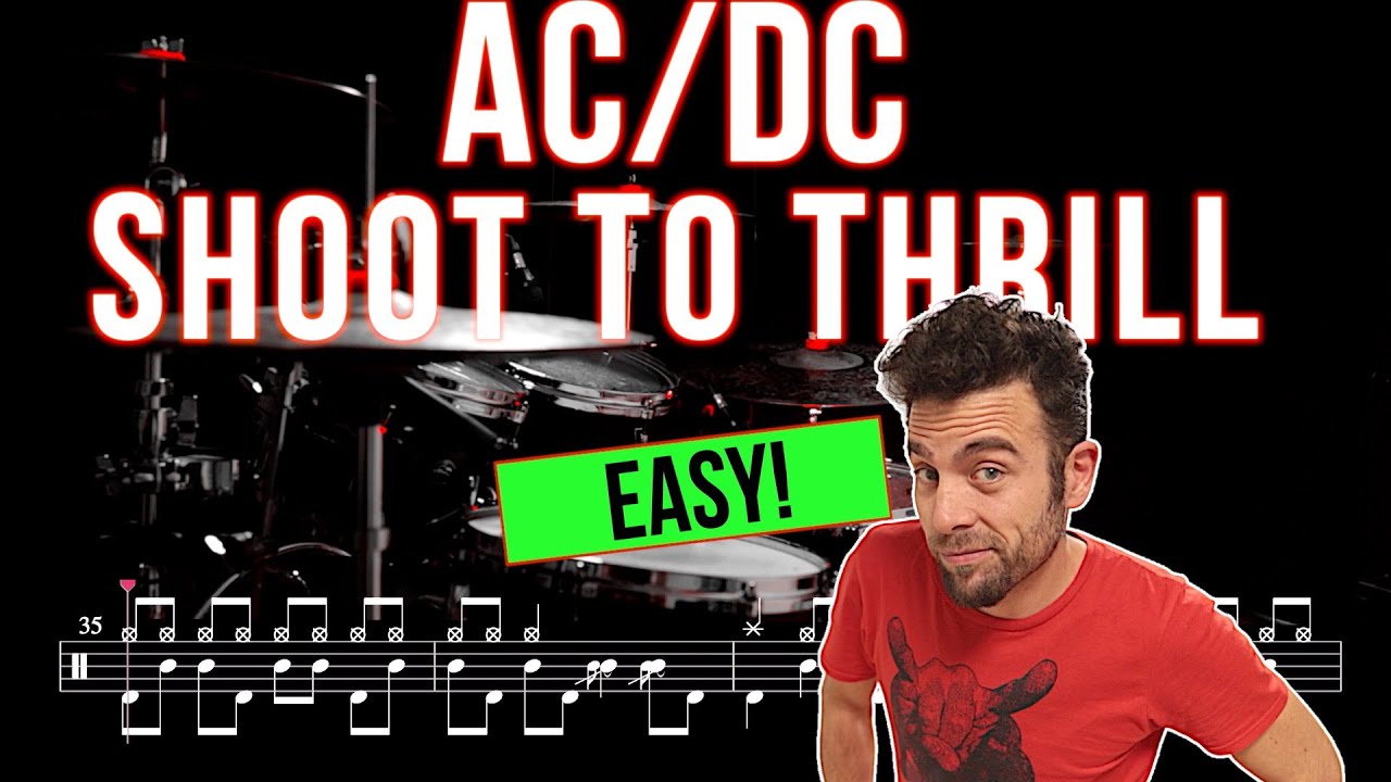 AC/DC - Shoot To Thrill - Drum Cover (with scrolling drum score) - YouTube