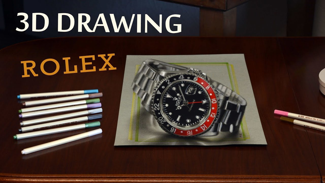 ⁣Drawing Rolex watch - How to Draw 3D Art /sponsored by BenQ