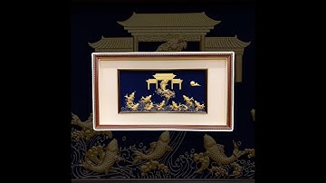 Tranh cá chép vượt vũ môn dát vàng 24k - Quà tặng sếp thăng chức cao cấp