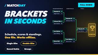 MATCHDAY Tournament Bracket Generator: Single & Double Elimination, Round Robin Feature Demo