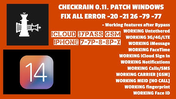 CHECKRAIN 11 WINDOWS  FIX ALL ERROR -12 -20 -22- 79. BYPASS ICLOUD IPHONE IOS 14 14.1 FIX NOTIF