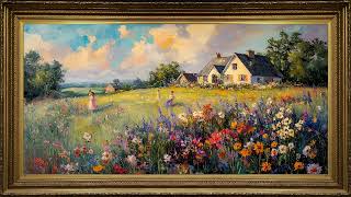 Midsummer Meadow in Bloom, Vintage Impressionist Painting screenshot 3